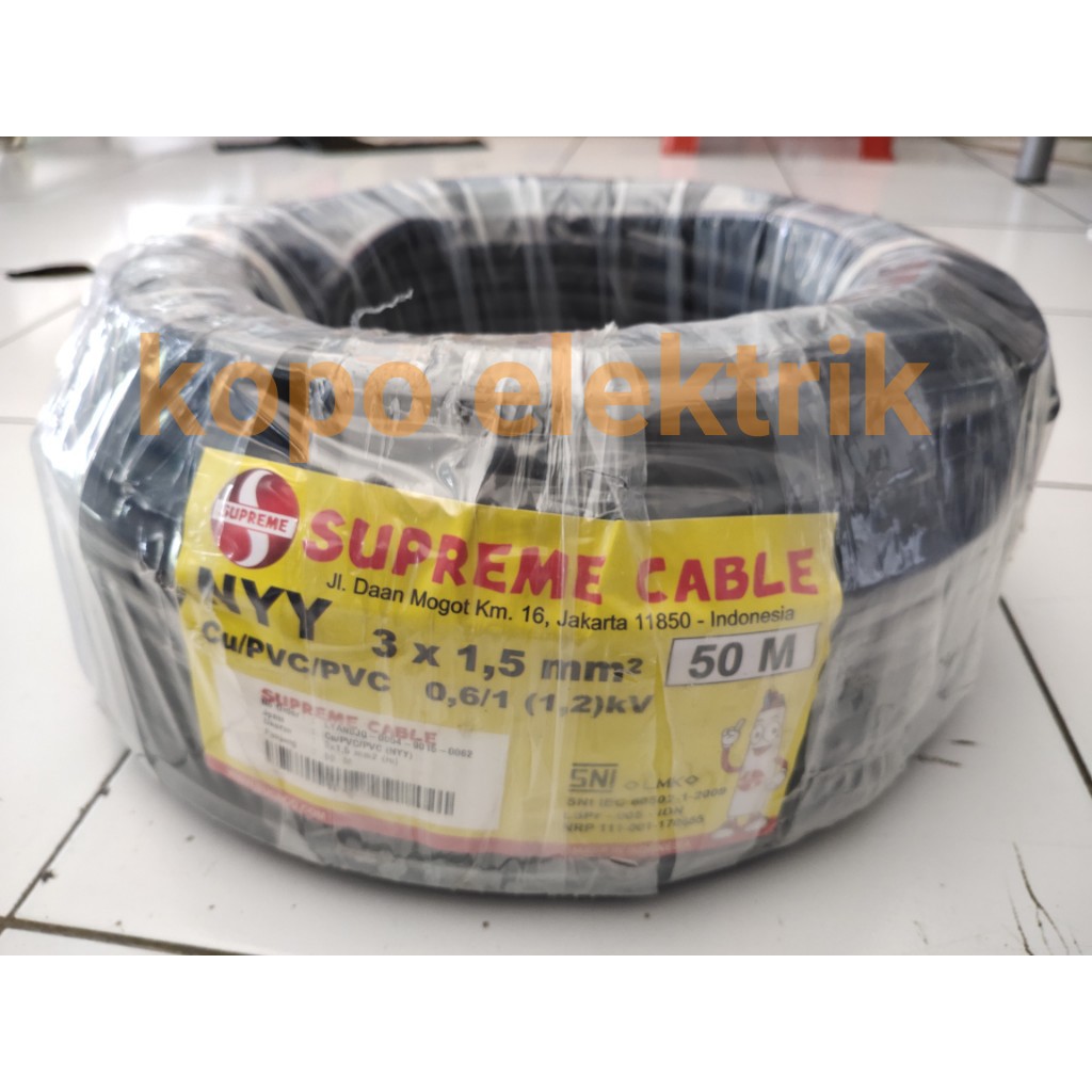 Kabel Supreme NYY 3x1,5 mm 3x1.5 mm Hitam