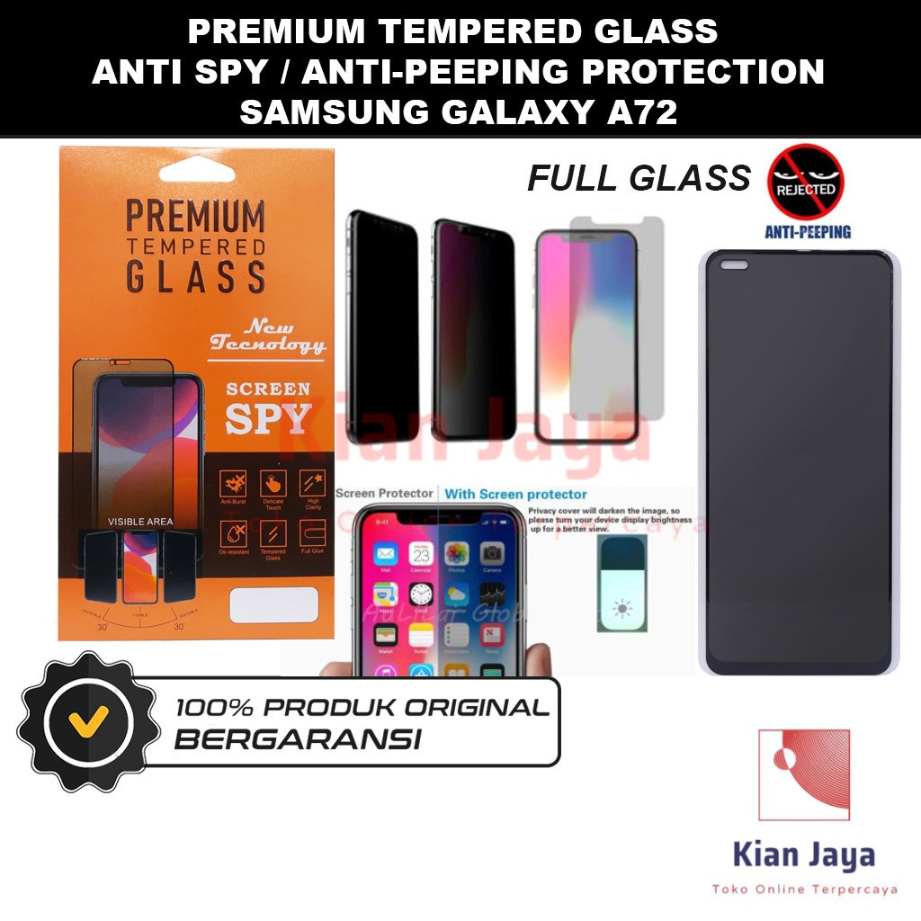 Tempered Glass Samsung Galaxy A72 Anti Spy Privacy Peep Screen Protector Full Glass Antispy Anti Gores Kaca