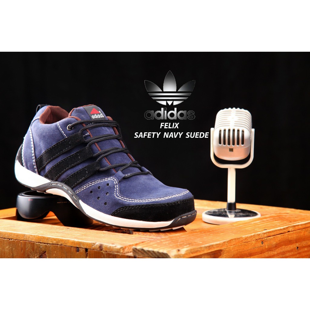 SEPATU SAFETY BOOTS ADIDAS FELIX SNEAKERS CASUAL SUEDE TRACKING HIKING SPORT OUTDOOR NAVY