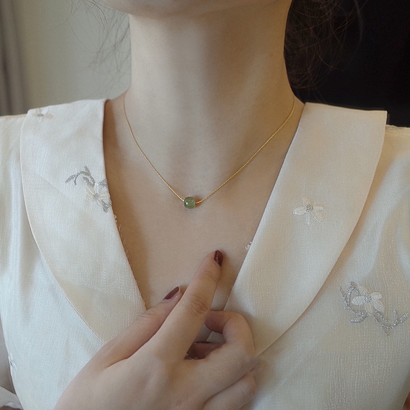 New Jade Beads Necklace for Women Handmade Beautiful Neck Clavicle Chain Necklaces 2022 Trend Fashion Jewelry