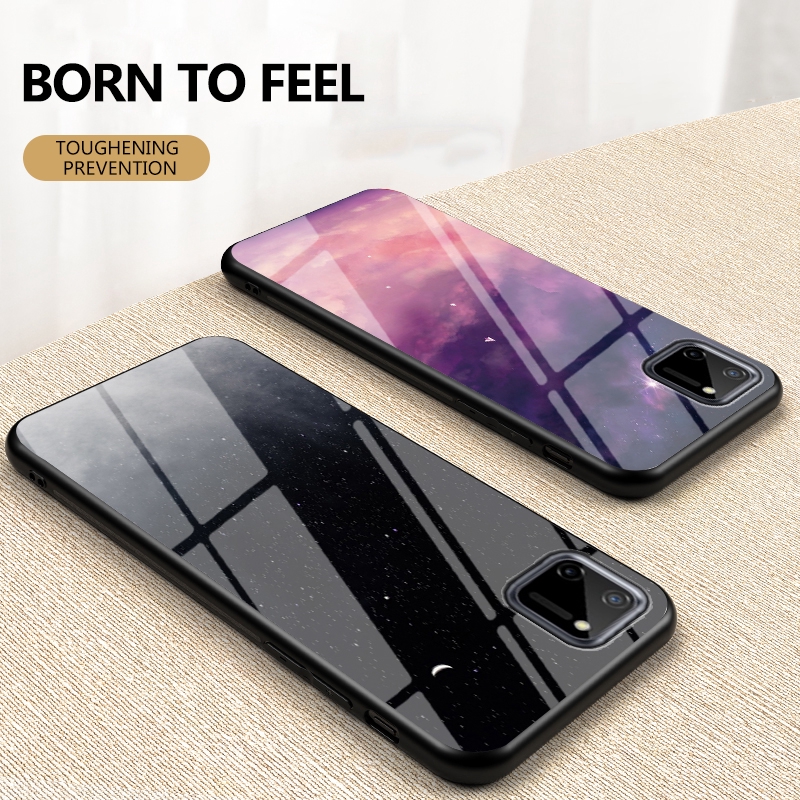 Casing Bahan Silikon Dan Tempered Glass Motif Starry Sky Untuk Realme C11 Realme C15
