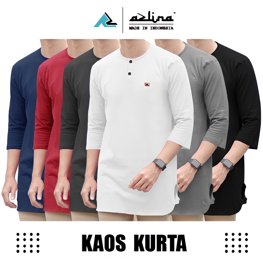 Kurta Pria Kaos Pakistan Lengan 3/4 Bahan Kaos Terbaru Azlina