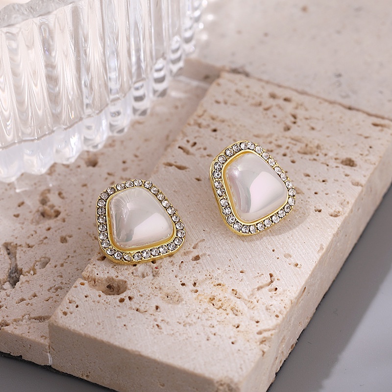 Korea Baroque vintage mutiara Mabe anting-anting wanita anting-925 perak anting-anting anting-anting