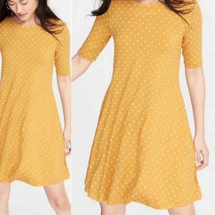Lagi Tren.. Old navy short sleeve  jersey polkadot yellow dres