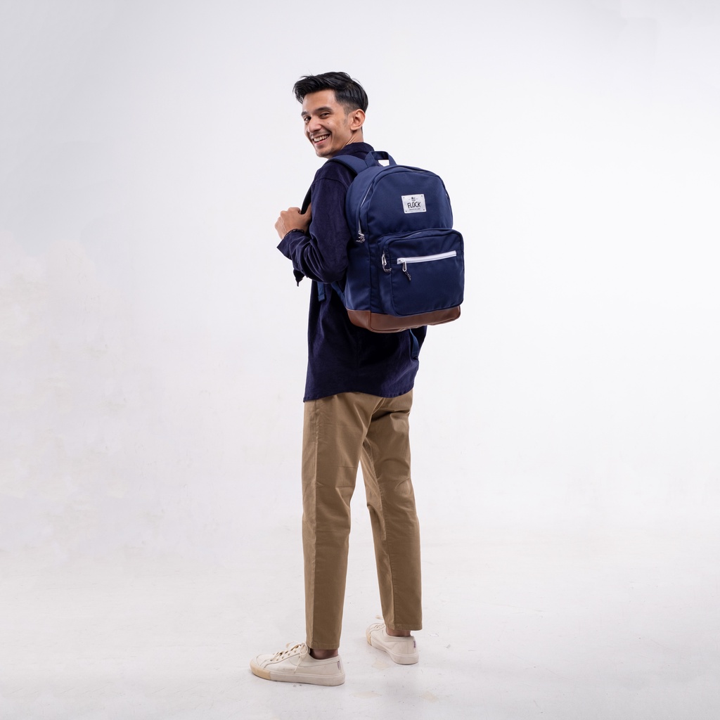 FLOCK Daily Travel Backpack -Water Resistant - Blue Navy