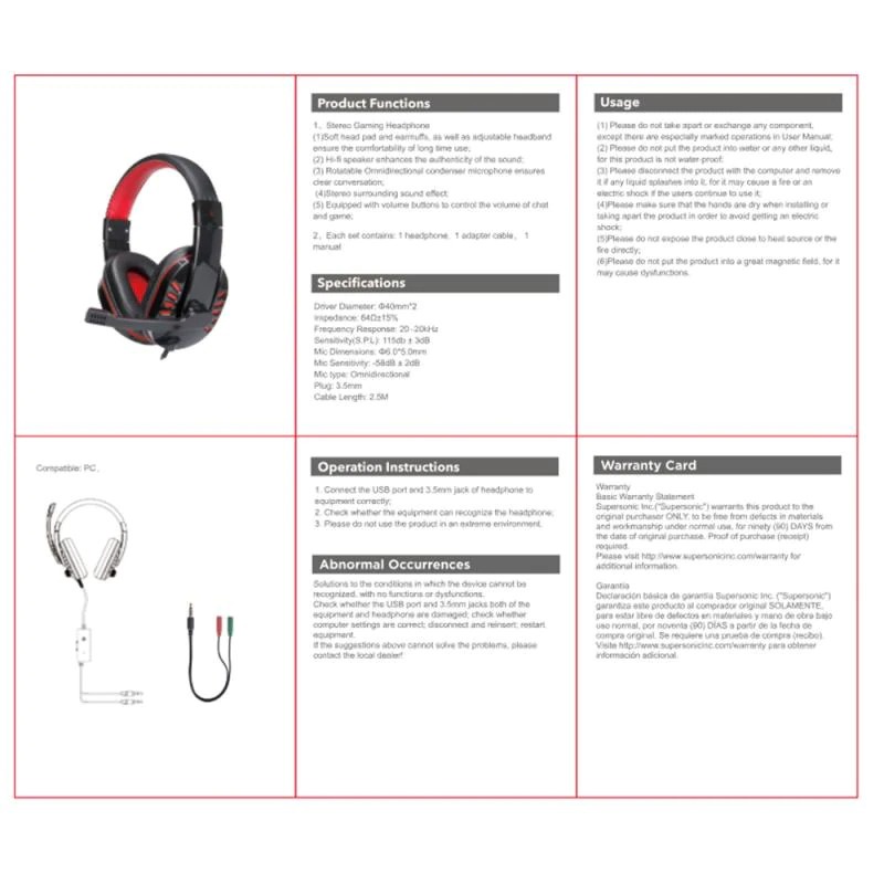 SOYTO Gaming Headphone Headset with Mic SY733MV HITAM/MERAH