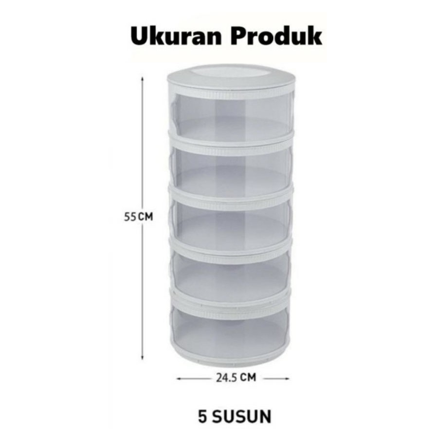 Tempat Makanan 5 Susun Tudung Saji 5 Susun Rak Piring Food Storage