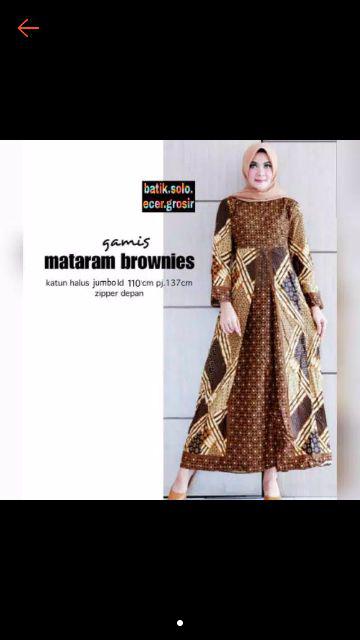 Gamis Batik Mataram Brownies Standar Dan Jumbo