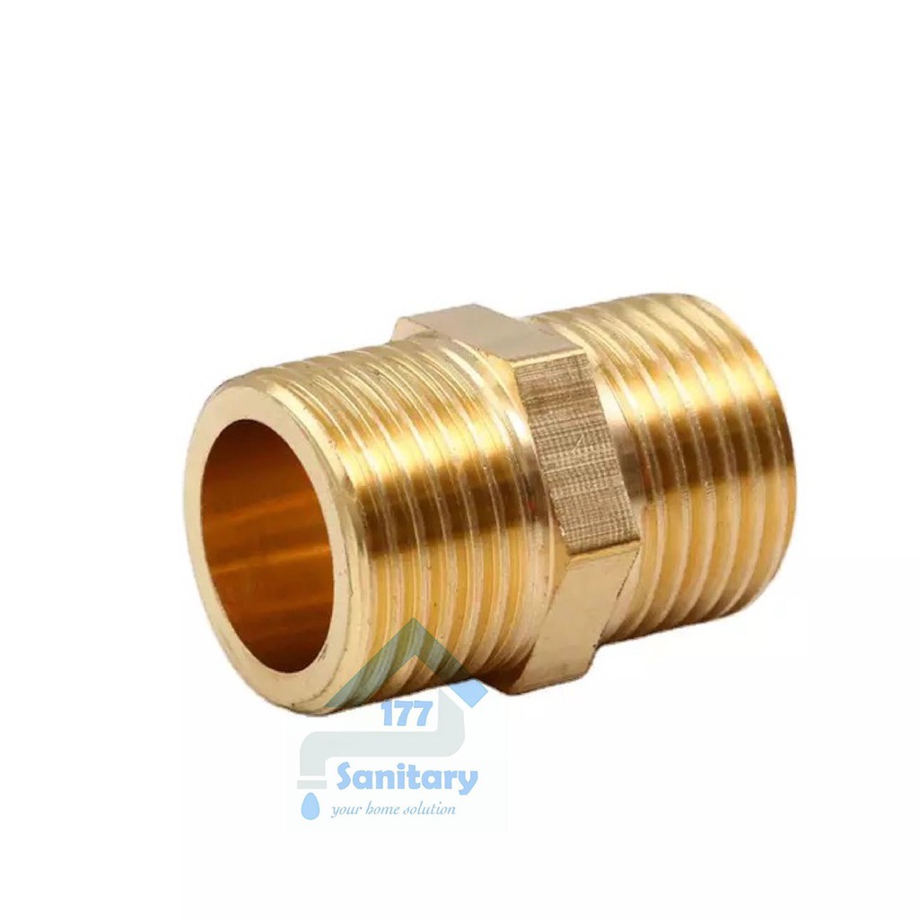 Double Nepel KUNINGAN Murah 1/2 Inch DNK12- Dobel Nepel 0.5 Inch sambungan pipa pipe brass Fitting nipple brass Kran Pipa /X16