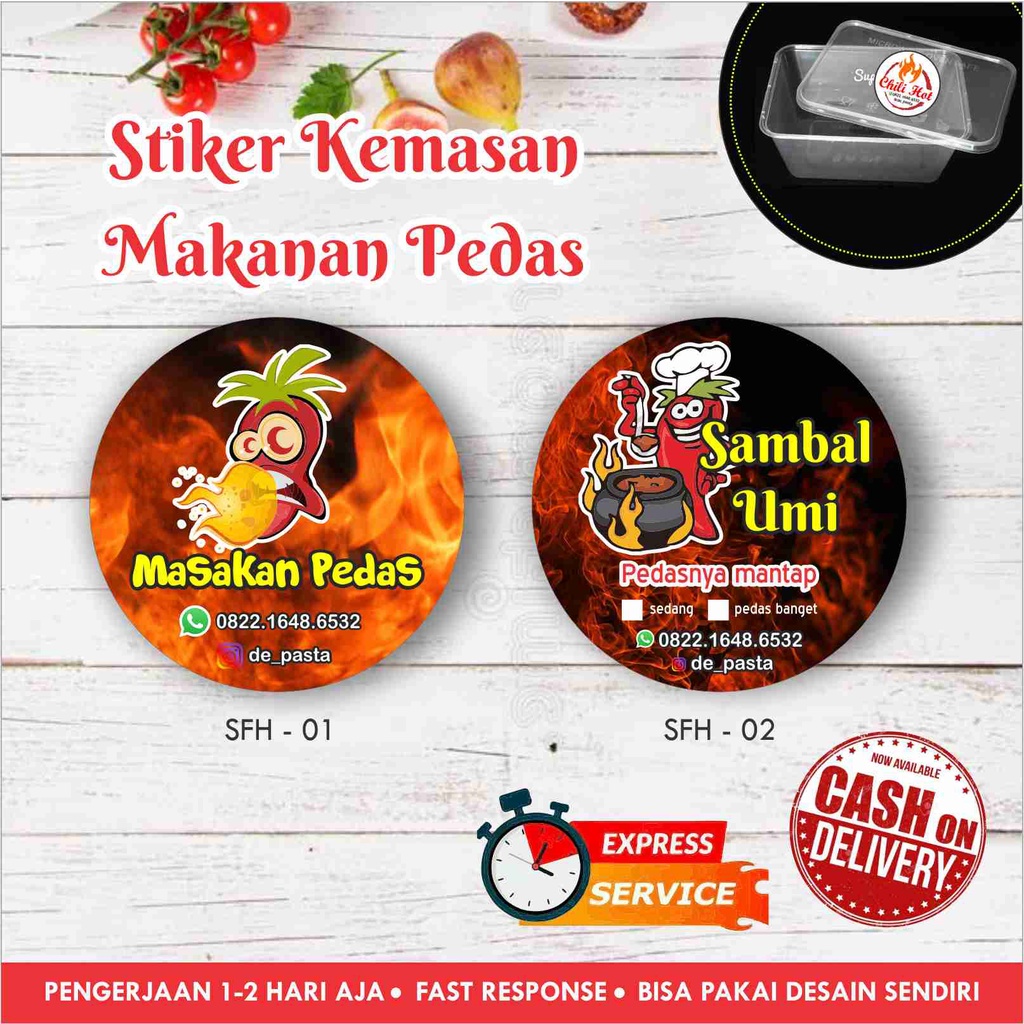 Jual Stiker Label Kemasan Makanan Pedas Stiker Seblak Stiker