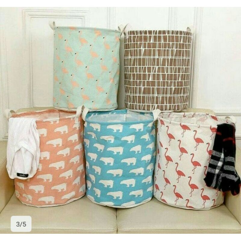 Terbaru!! Keranjang Kanvas Storage / Keranjang Baju Kotor Canvas Tahan Air Serbaguna