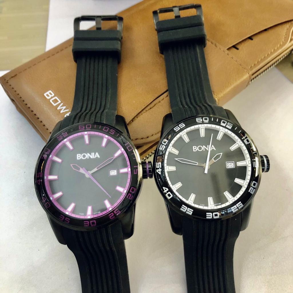 Limited Stock Jam Tangan Unisex Original Brand BONIA Unisex Watch Bentuk Case Bulat Stainless Steel 