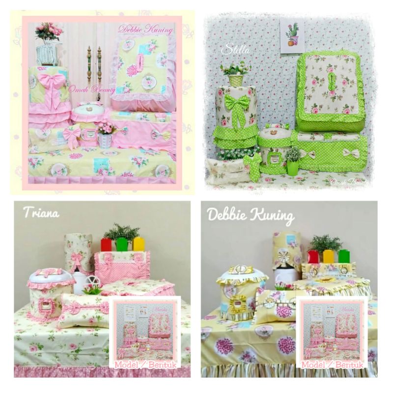 PREORDER Home Kitchen Set Dapur Shabby Shabbychic Bunga Vintage Minimalis / Kitchenset Kuning Pink H