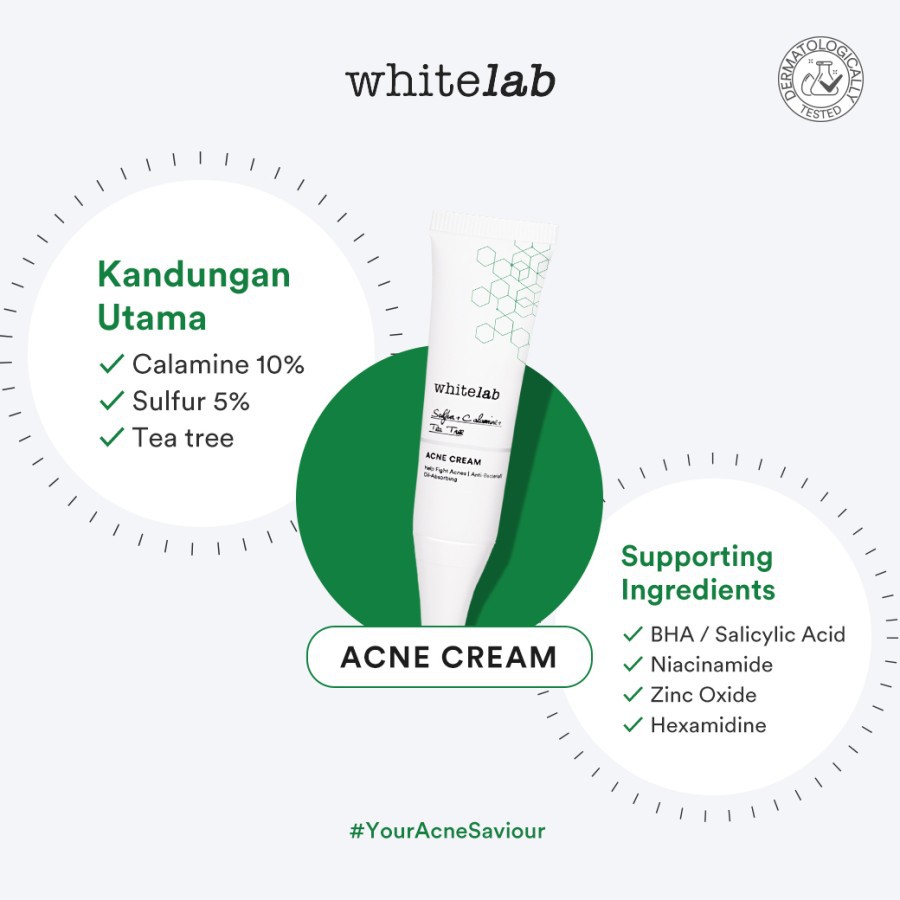 WHITELAB Acne Series Face Cream - Krim Pelembab Pembersih Perawatan Pencegah Kulit Wajah Jerawat