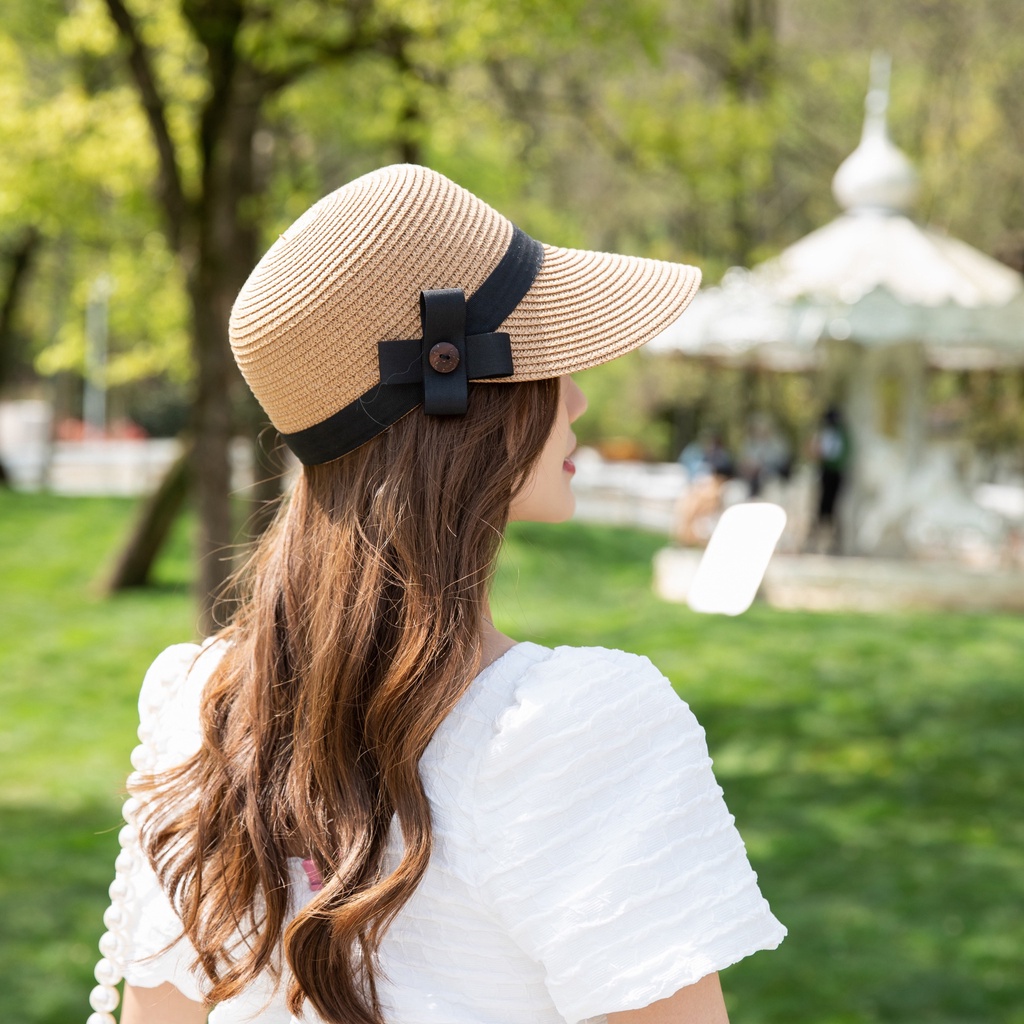 Topi Pantai Bahan Jerami Untuk Wanita