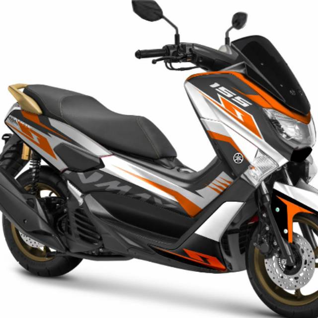 Decal nmax lama old motif grafis putih orange full body