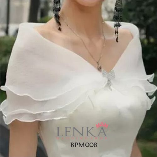 (BEST SELLER) AKSESORIS BOLERO BROKAT PESTA PENGANTIN PUTIH MODERN BPM008