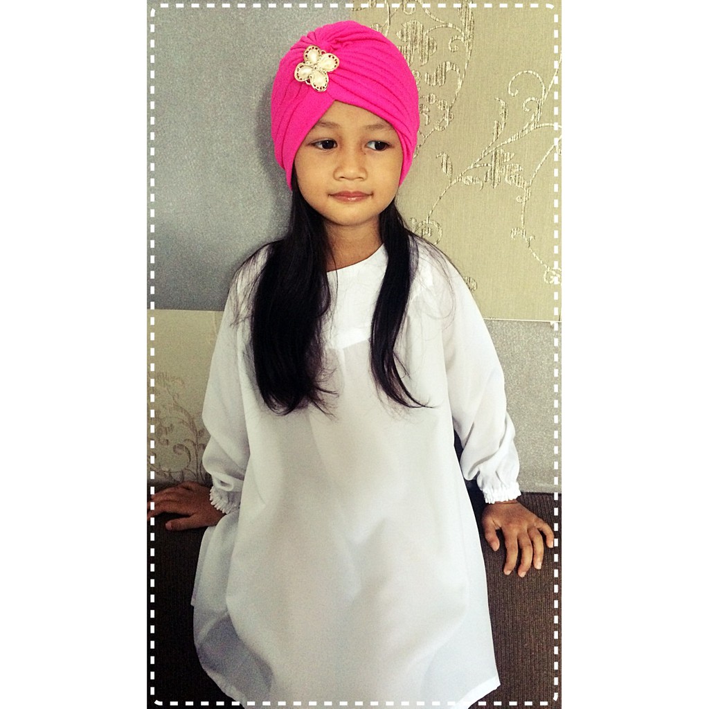 turban anak motif polos aksesoris fashion anak perempuan model muslim/india