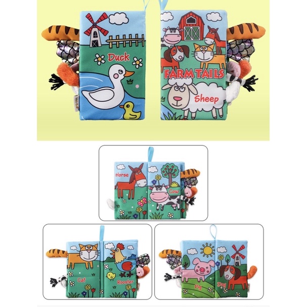 TAILS CARTOON SOFT BOOK | Soft book buku bantal anak bayi | buku kain bayi | buku edukasi bayi-Farm