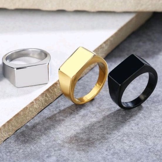 4s Grosir Solo || Boxy Ring || Staright Ring || Cincin Titanium (Premium) Kotak Panjang Bergaya Hip-Hop , Punk, Aksesoris Fashion Pria dan Wanita