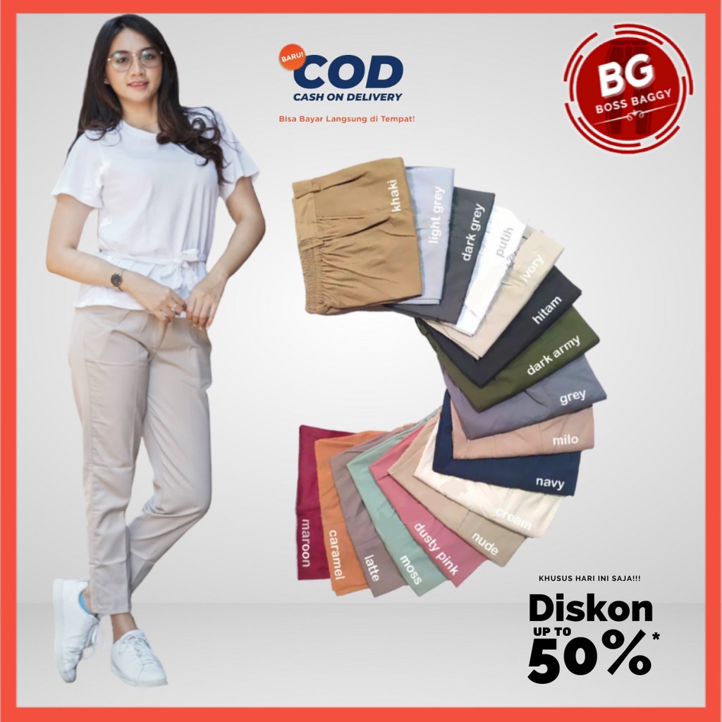 PROMO! Bisa COD READY BAGGY PANTS AMERICAN DRILL IMPOR MOSS LIGHT GREY DARK GREY KHAKI IVORY - baggi