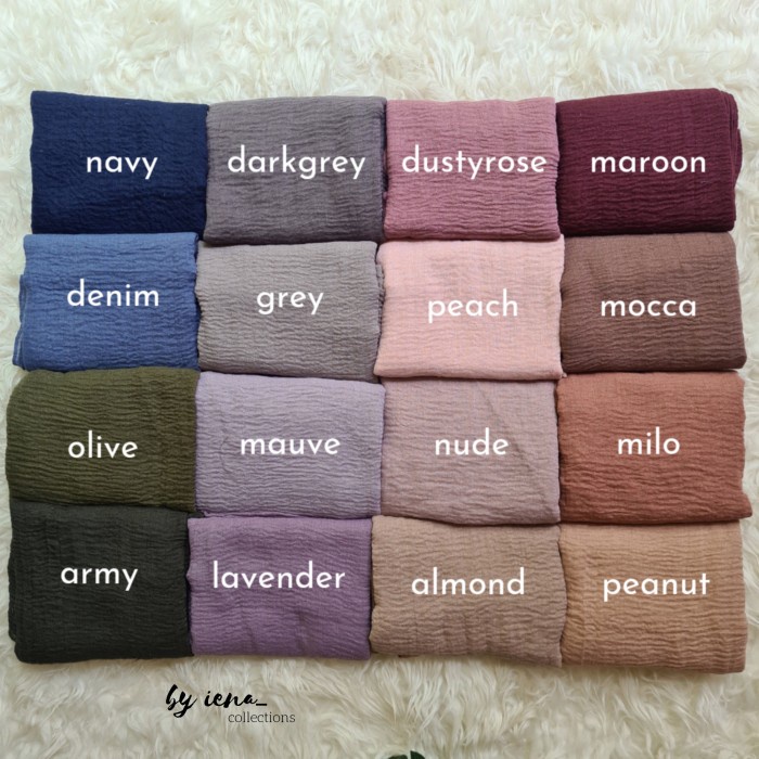 PASHMINA- JILBAB PASHMINA VOAL CRINKLE PREMIUM IMPORT KUSUT COTTON CRUSH SHAWL - WARNALAIN READY