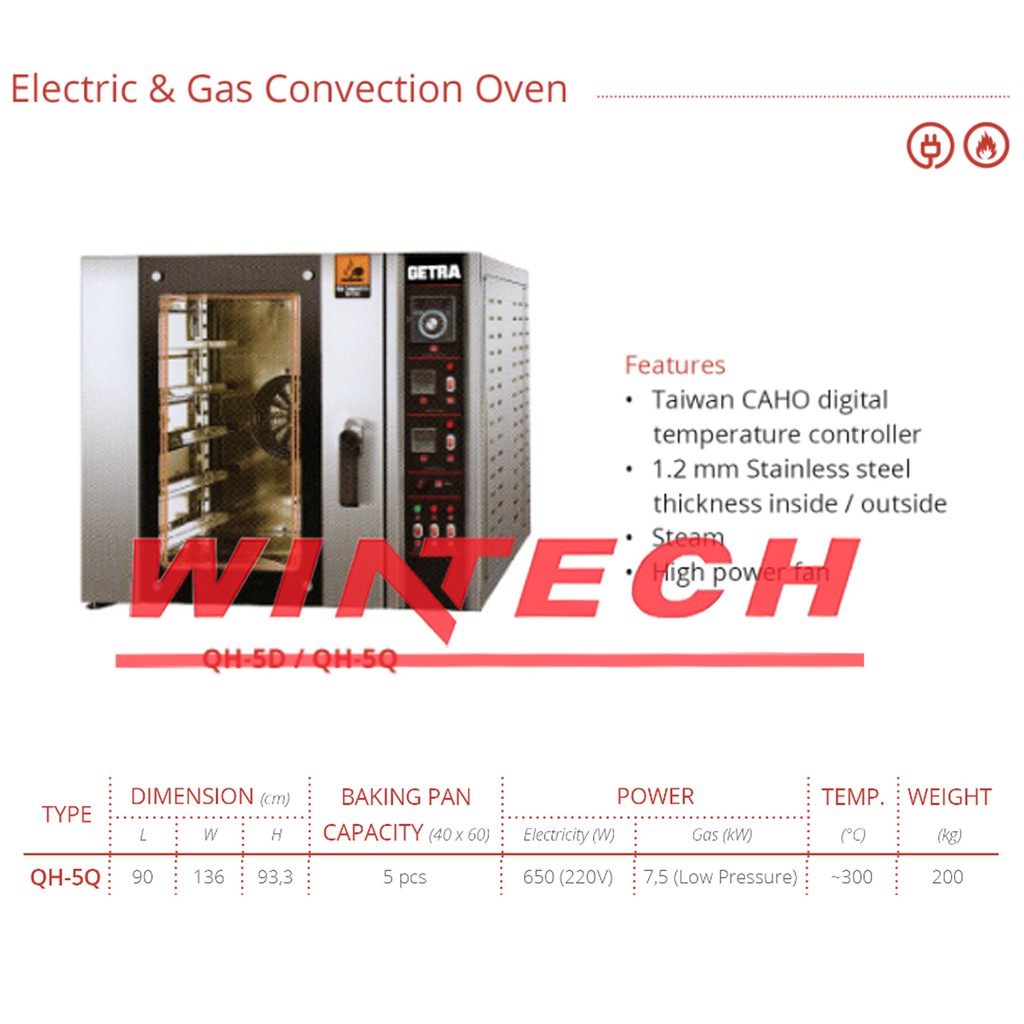 GETRA QH-5Q GAS CONVECTION OVEN 5 LOYANG - Oven Roti Otomatis - Oven Roti besar - Oven roti Gas