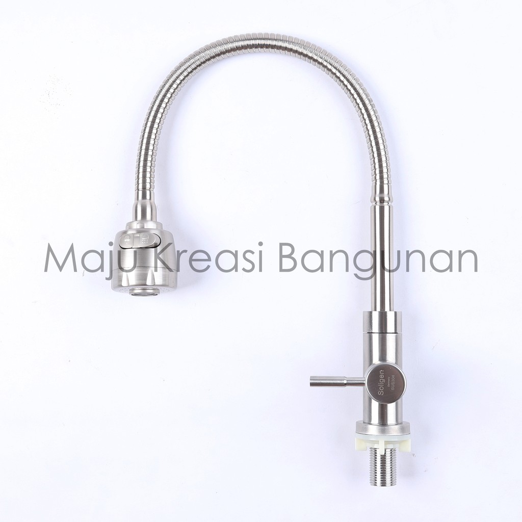 Kran Angsa Fleksibel SOLIGEN Stainless Keran Cuci Piring Tanam Tembok Sink Flexible SUS303 SUS801 SS