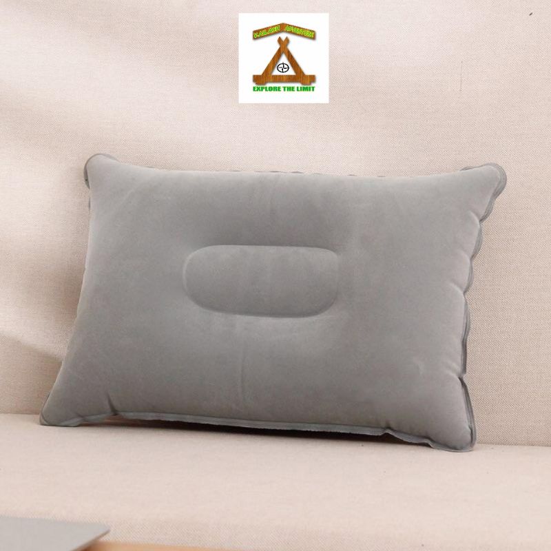 Bantal Angin Tiup Portable Bahan Pvc Lapis Suede