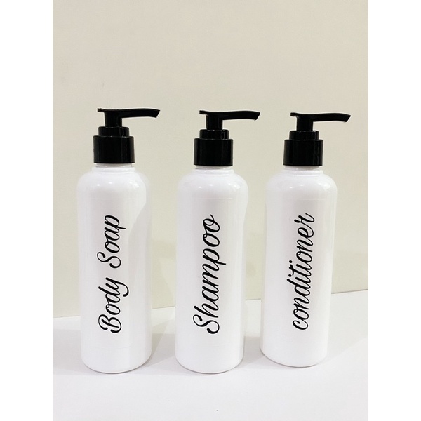 3PCS bottle putih250ml. minimalist refill bathroom organizer botol pump sabun sampo paket wadah cair