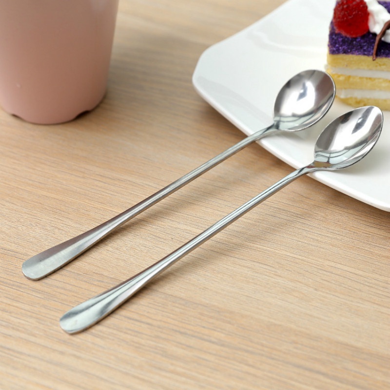 Long Handle Stainless Steel Coffee Spoon Ice Cream Dessert Tea Spoon Picnic Kitchen Home Bar