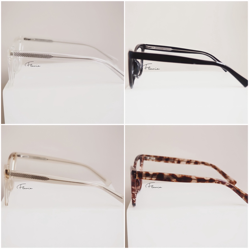 Flavia Eyewear - Kacamata Megan Square Acetat (custom minus, photochromic, blueray, bluechromic dan photobrown)