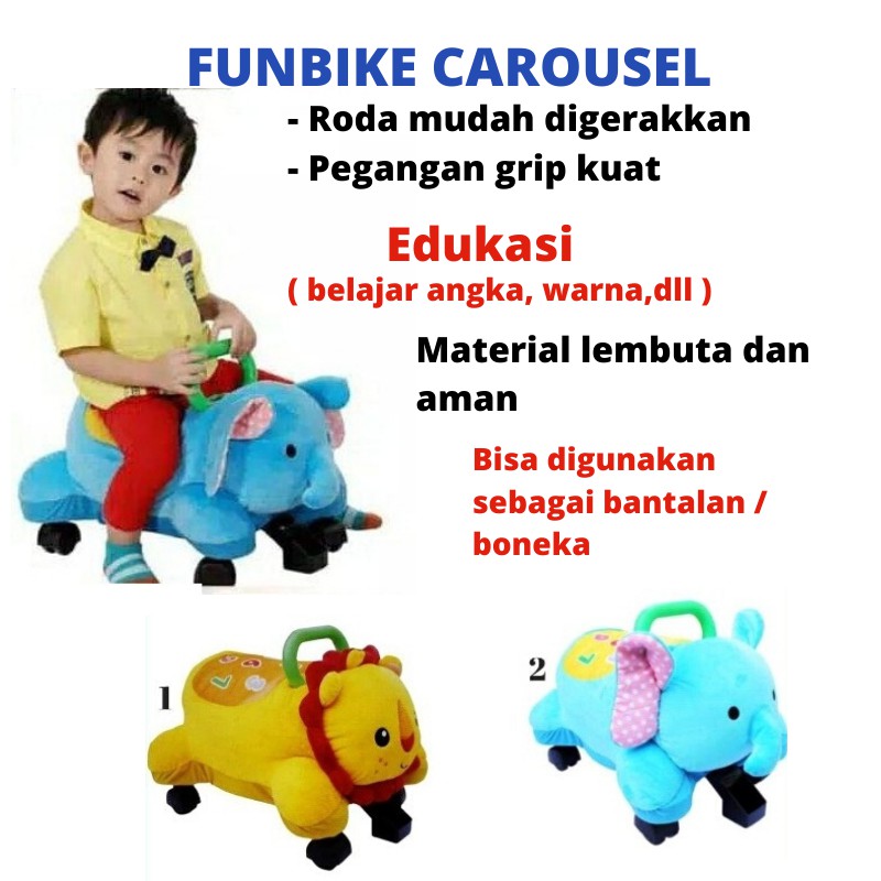Mainan Mobil Mobilan Funbike Carousel Fun Bike Boneka Carousel Mainan Dorongan Bayi Mainan Tunggang
