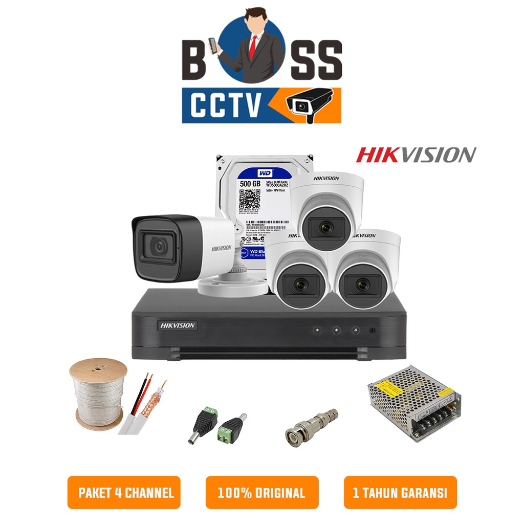 PAKET KAMERA CCTV 4 CHANNEL HIKVISION
