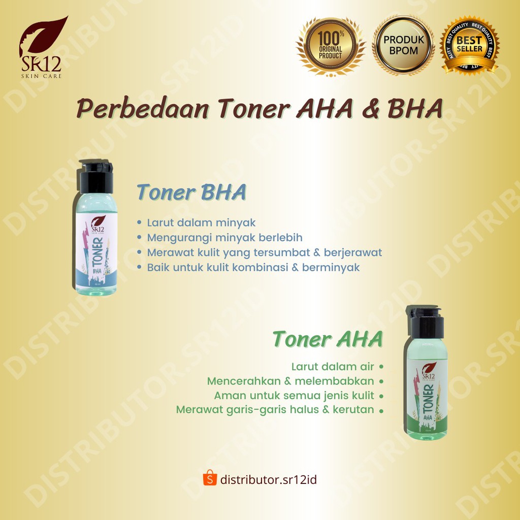 Toner AHA SR12 Expoliating Toner Aman untuk Semua Jenis Kulit Merawat Garis Halus dan Kerutan