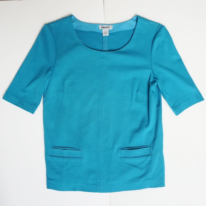 [Preloved] DKNY Blue Blouse Shirt, Size XS