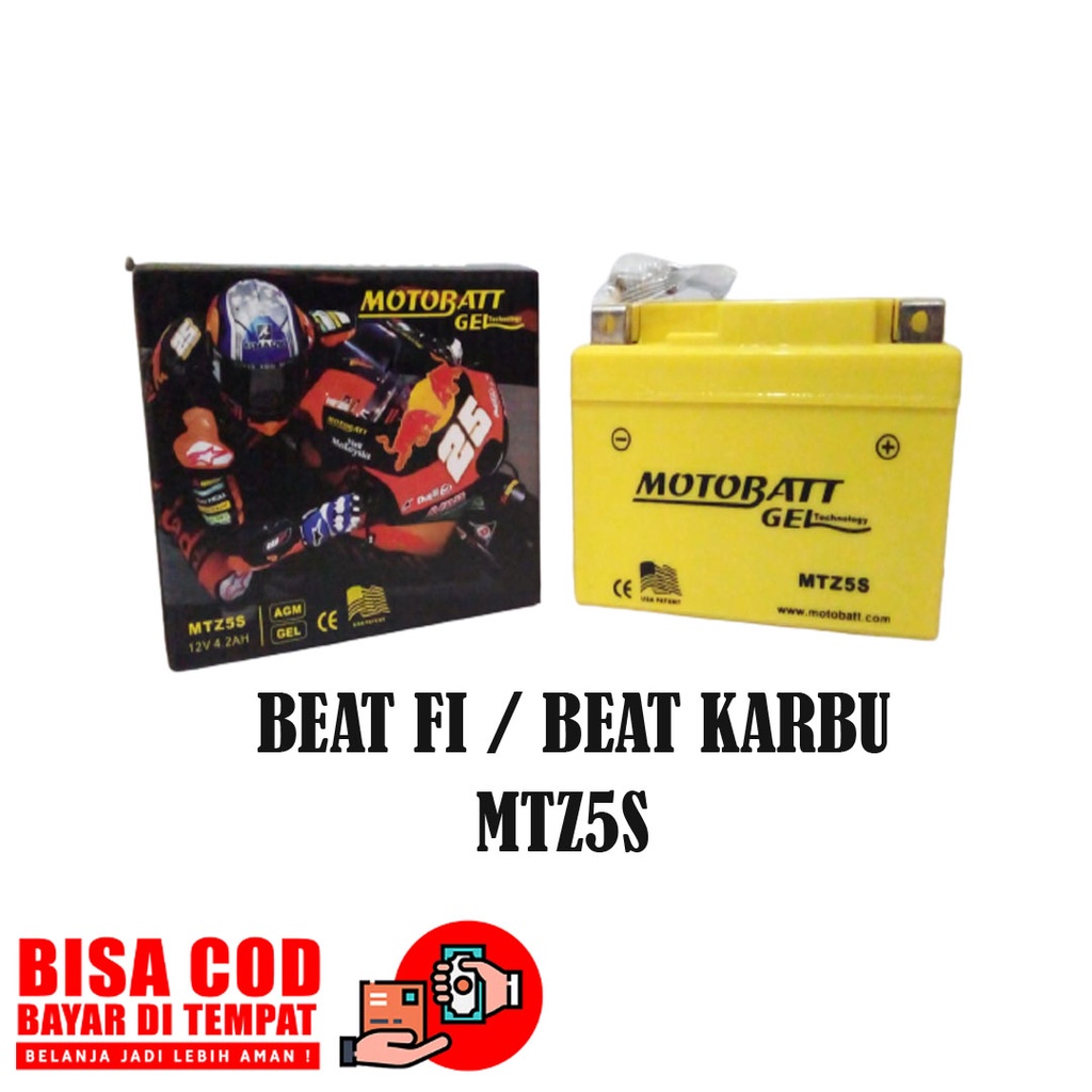AKI MOTOBATT GEL MTZ5S MOTOR HONDA BEAT FI INJEKSI BEAT KARBU ACCU ORIGINAL