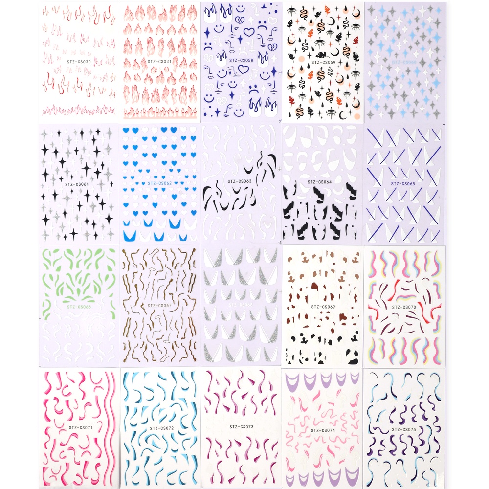 1pc Stiker Kuku Motif Geometri / Daun / Bunga Holografik Untuk Nail Art