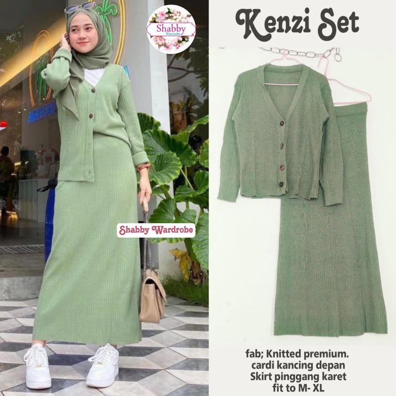 kenzi set, stelan wanita, stelan cewe, sweater, blezer set rok, kardigan rajut wanita bahan halus al