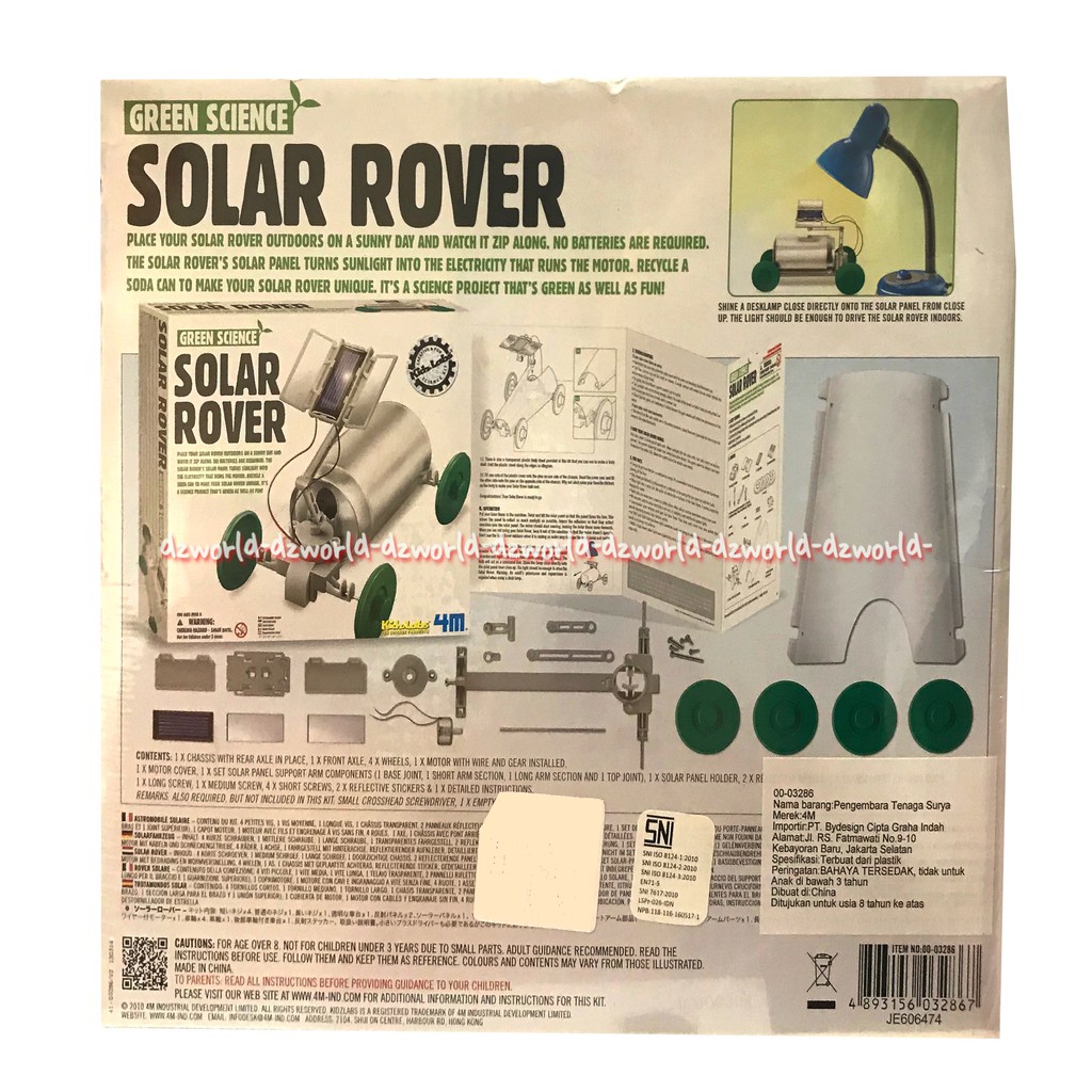 Green Science Solar Rover mainan anak dibuat dari kaleng soda bekas dengan sumber cahaya matahari