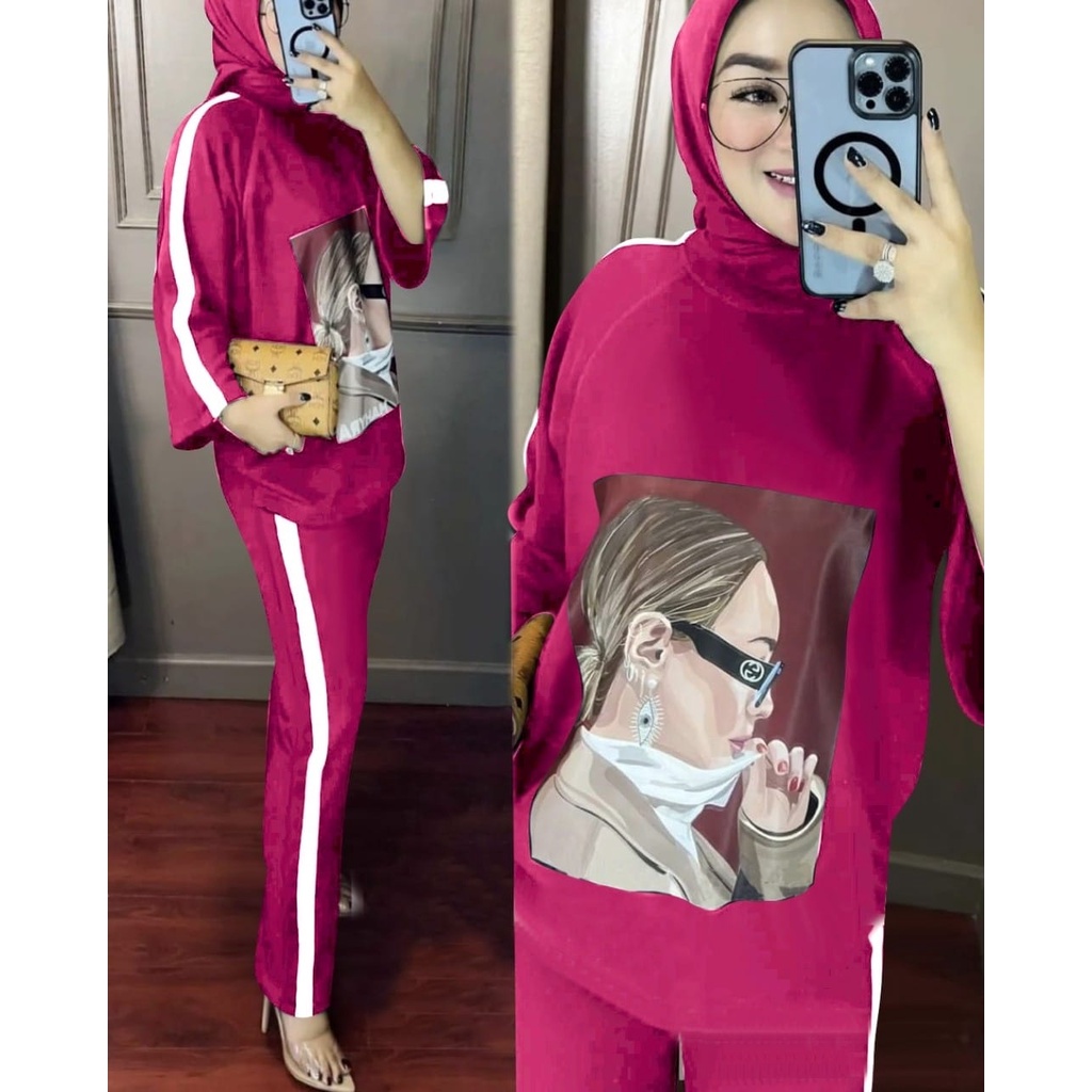 PCS SET ZIVA 3 UKURAN L XL XXL FASHION PAKAIAN WANITA SETELAN ATASAN DAN CELANA BAHAN BABYTERRY MR