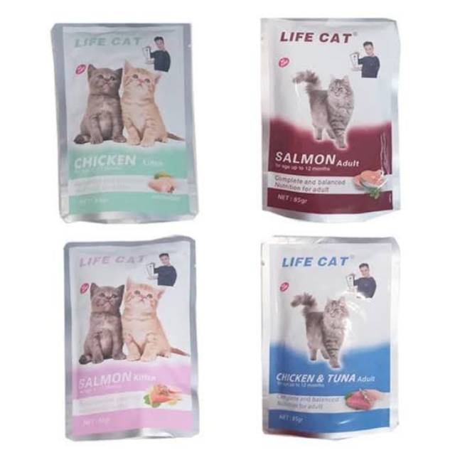 Life cat POUCH wet food baim wong pakan kucing basah