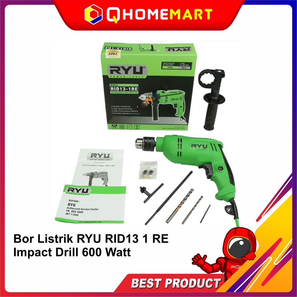 Bor Listrik RYU RID13 1RE Impact Drill 600 Watt