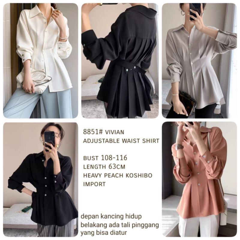 MDLV ~ 8851# Vivian Adjustable Waist Shirt Blouse Korea Blouse Premium Import Fashion Import