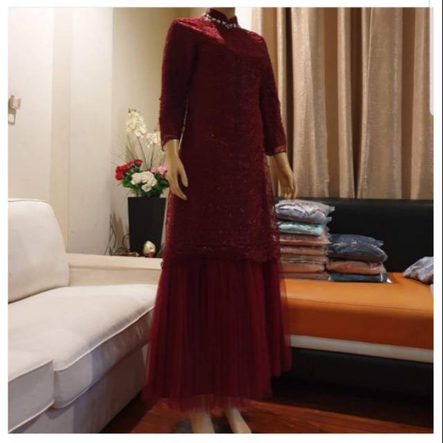 Salwa Dress Maroon Butik Chlaris Size B