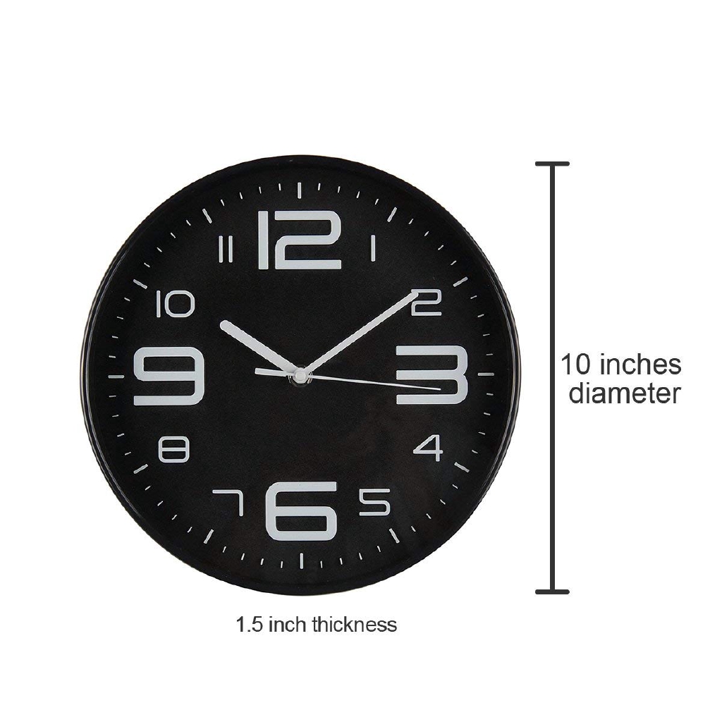 Indoor Big 3d Number Silent Wall Clock Quiet Sweep Movement Wall Clocks Battery Operated 10 Inch Black Profile Shopee Indonesia