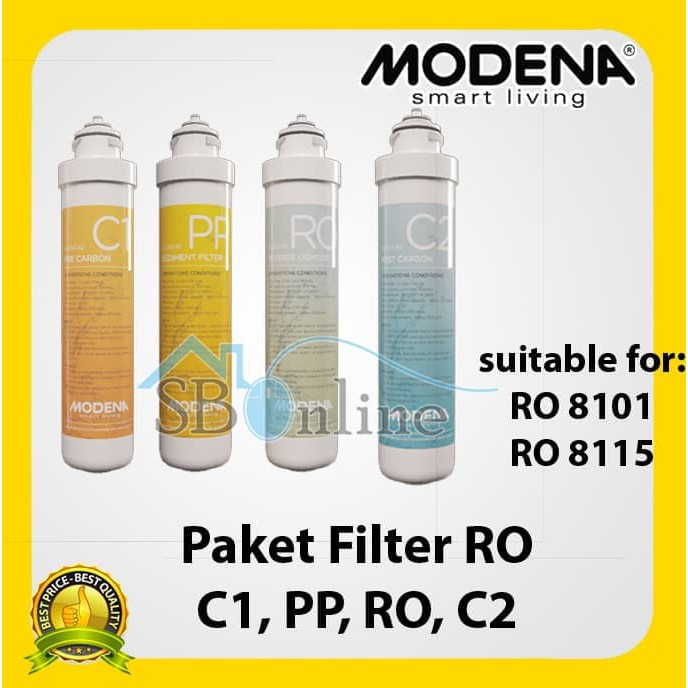 Paket Hemat Filter RO Modena PP,C1,RO dan C2 untuk RO 8101 dan 8115