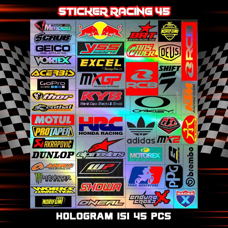 Stiker Racing Pack Vinyl dan Hologram isi 25 27 40 45 Stiker Helm Stiker Motor Sticker Motor