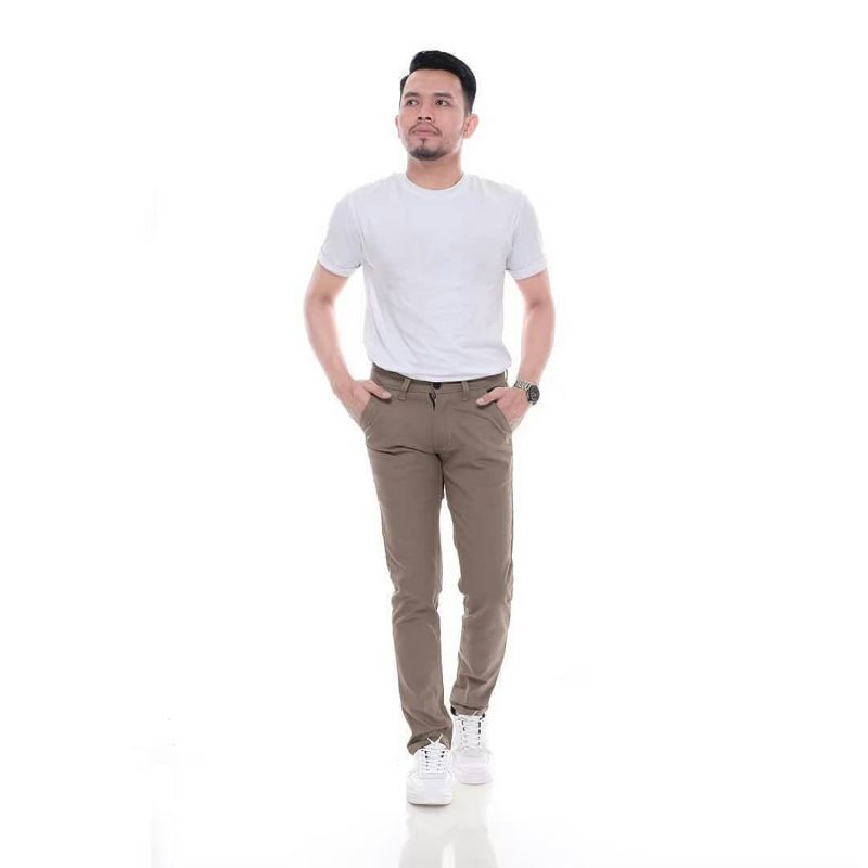 Celana Panjang Pria / Celana Chino Panjang Pria / Celana Slim Fit / Celana Kerja Pria Dewasa Warna Hitam Cream Abu Mocca Size 27-38