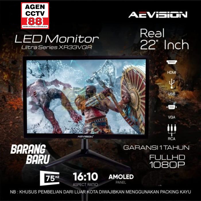 LED MONITOR AEVISION 22&quot;AE-LED22A-2K Ultra Series XR33VQR Pro Monitor CCTV / PC / Gaming Free Tas Batik